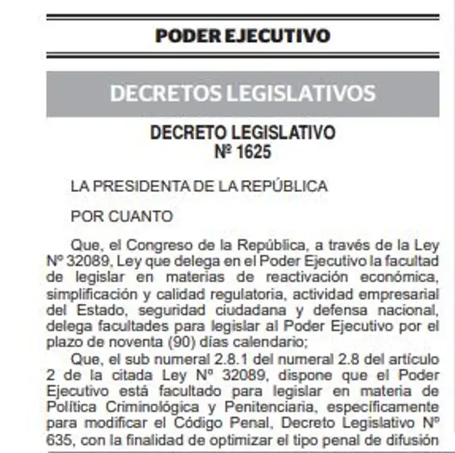  Decreto Legislativo publicado por el Poder Ejecutivo. Foto: captura de pantalla.   