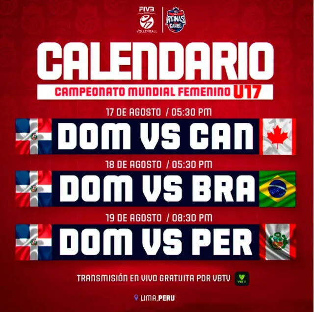 Calendario de República Dominicana en el Mundial Voleibol Femenino U17 2024. Foto: FEDOVOLI   