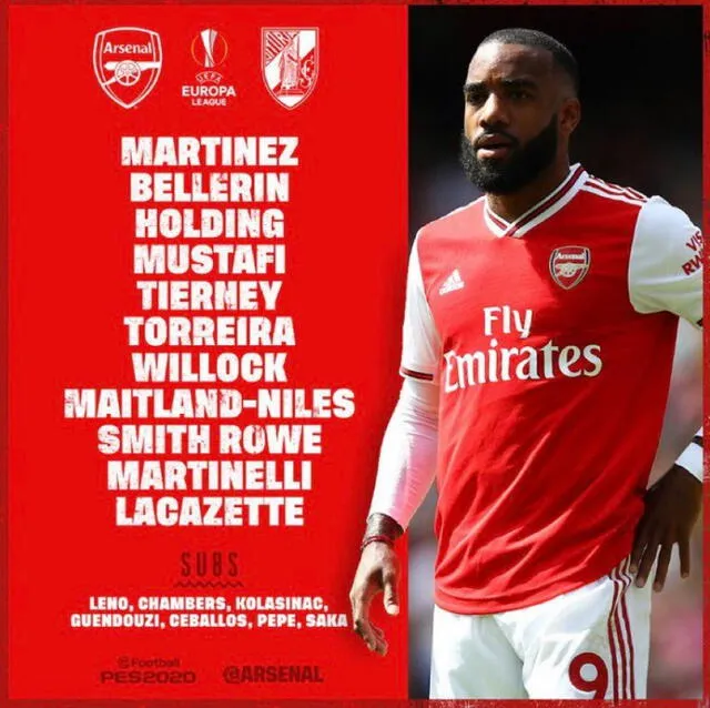 Arsenal vs. Vitória: alineación de los Gunners por la Europa League.