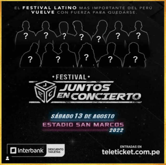 Hasta el momento no se revelan las identidades de los 12 artistas que estarán en dicho concierto. Foto: Teleticket
