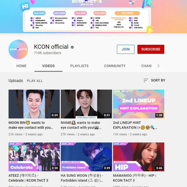 Canal de KCON en YouTube. Foto: captura