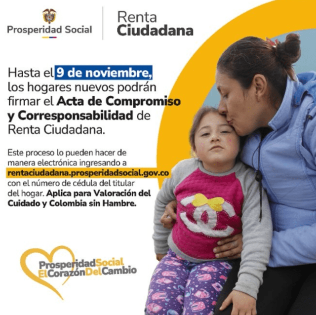  Últimos días para firmar el acta de compromiso de la Renta Ciudadana 2024. Foto: Prosperidad Social   