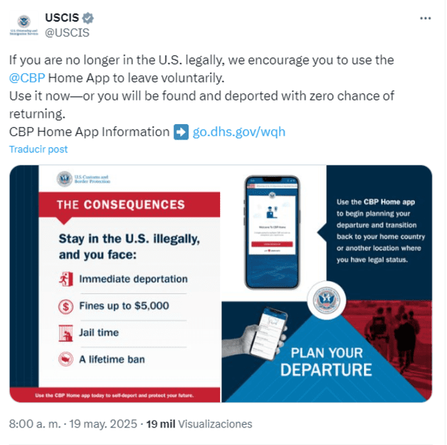 A través de su cuenta de Twitter, el organismo emitió su advertencia. Foto: Captura X @USCIS   