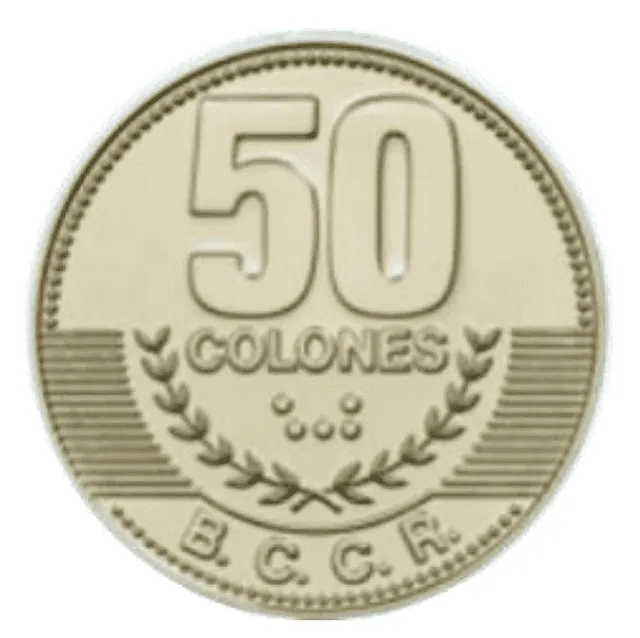 Esta es la moneda de 50 colones que ya no estará en circulación en julio. Foto: BCCR Esta es la moneda de 50 colones que ya no estará en circulación en julio. Foto: BCCR