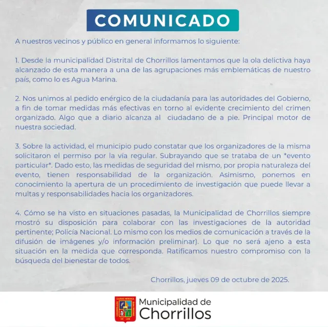 Comunicado de la Municipalidad. Comunicado de la Municipalidad.