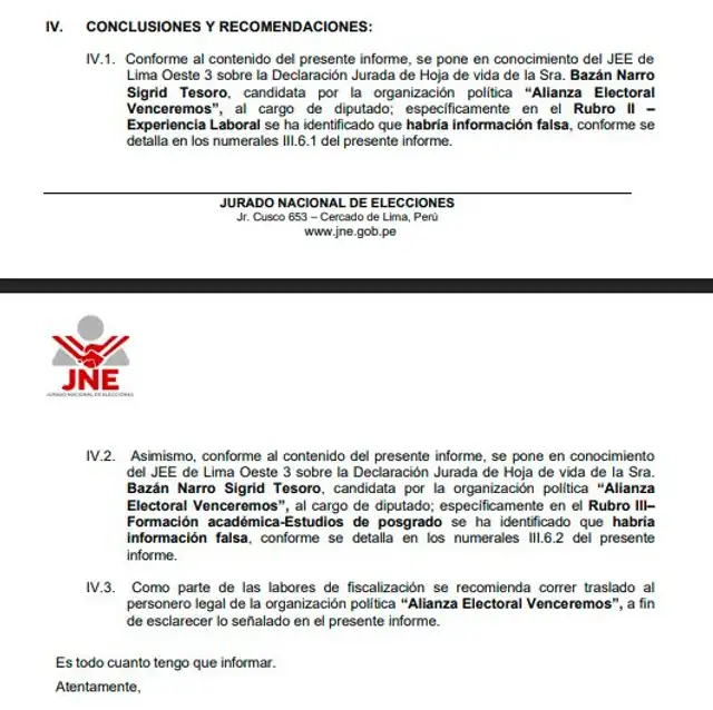  Informe sobre Sigrid Bazán   