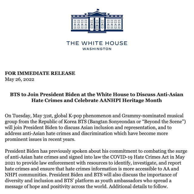 BTS, Casa Blanca, Joe Biden, Estados Unidos