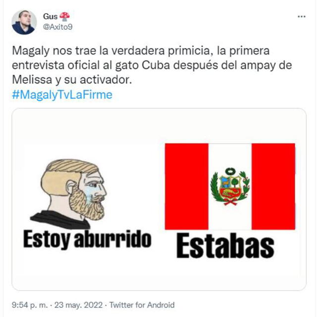 Las redes sociales estallaron tras entrevista de Rodrigo Cuba a Magaly Medina. Foto: captura de Twitter