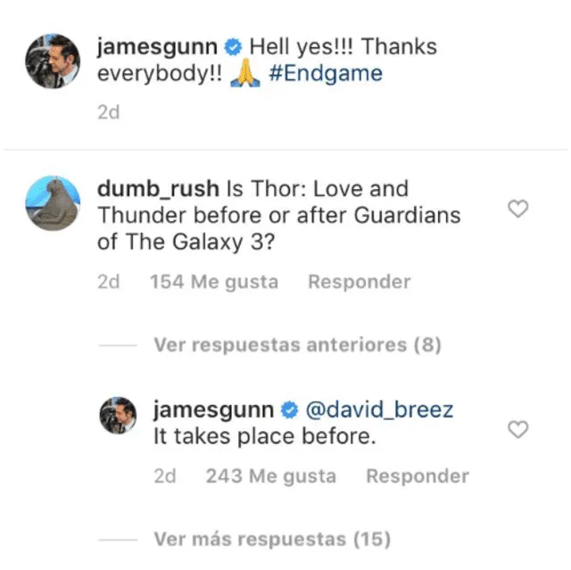 James Gunn respondió sobre Thor: Love and Thunder.