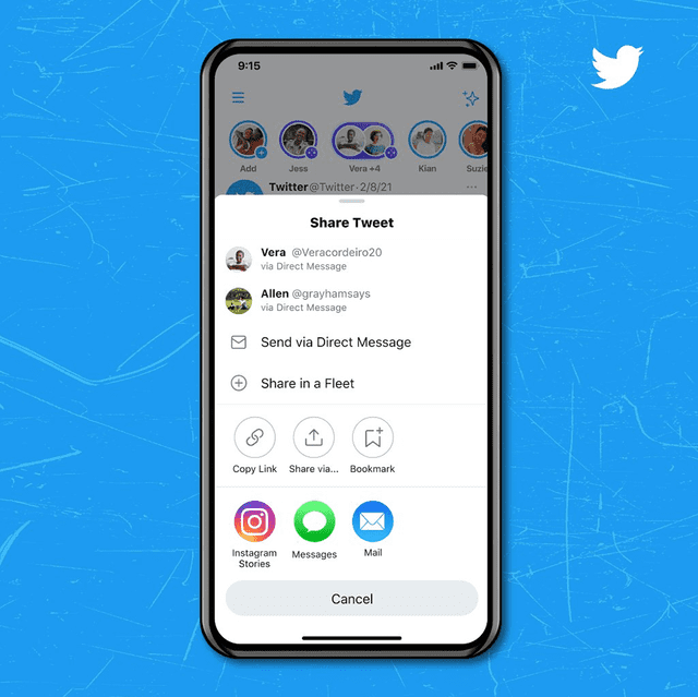 Nuevo botón para compartir tuits en las Instagram Stories. Foto: Twitter