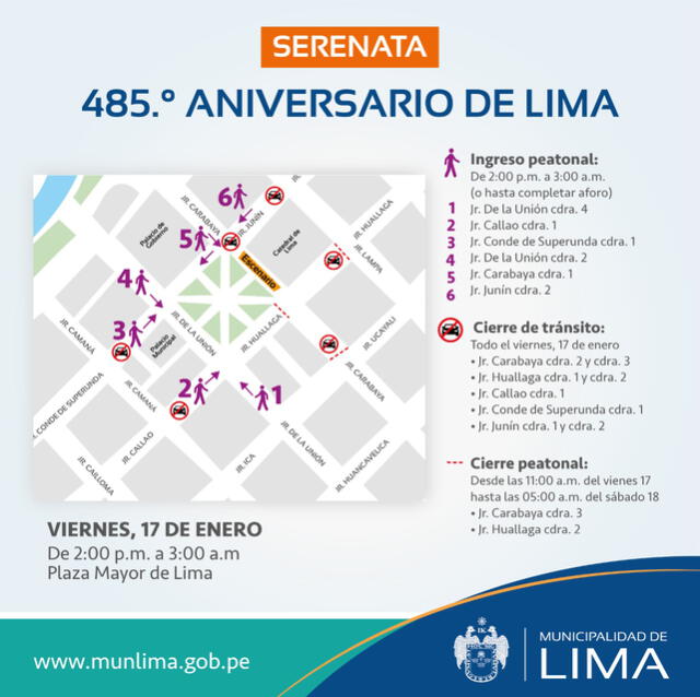 Plan de desvío para la Serenata a Lima 2020.