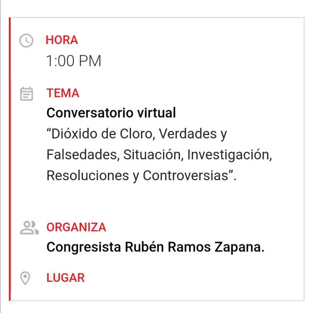 Agenda del Congreso.