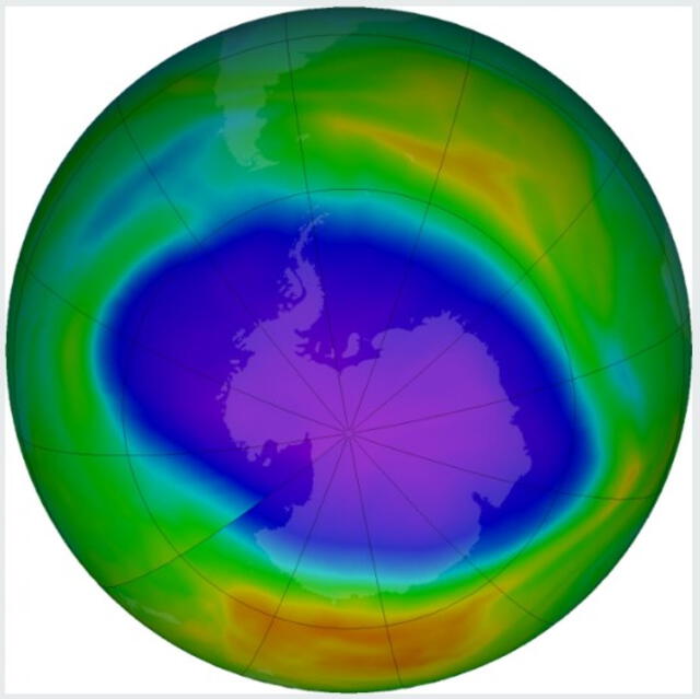  Agujero de la capa de ozono. Foto: captura de la NASA.    