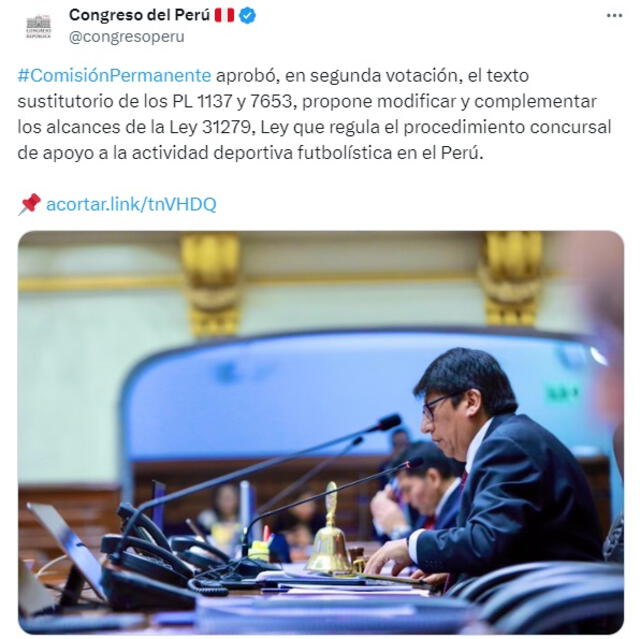  La modificación del texto de la ley fue aprobada en segunda votación por el Pleno. Foto: captura de Congreso del Perú/X   