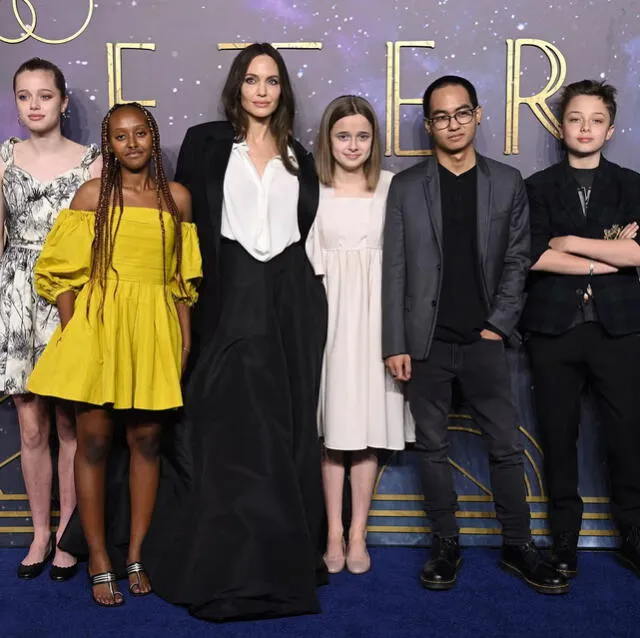  Angelina Jolie junto a sus hijos. Foto: DIfusión   