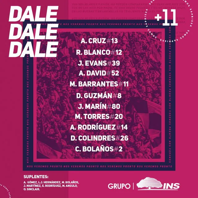 Once titular del Saprissa ante Herediano