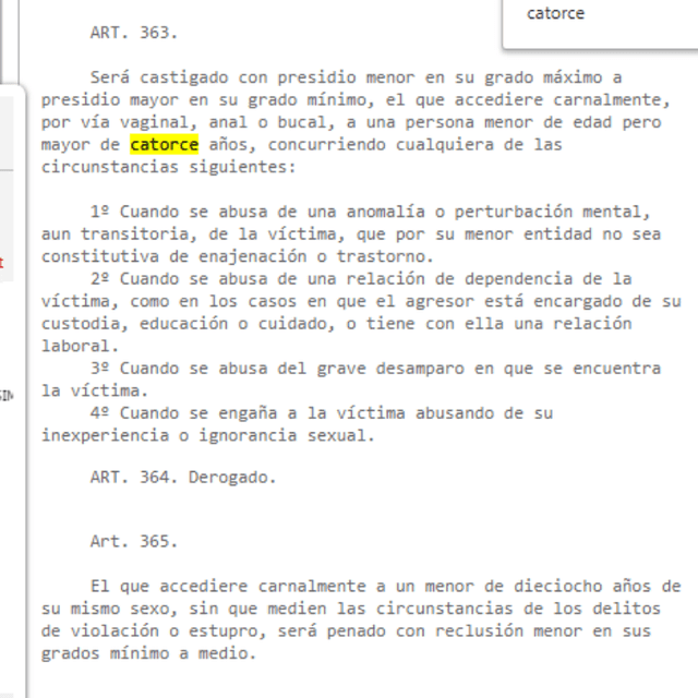 Artículos 363 y 365 del Código Penal chileno.