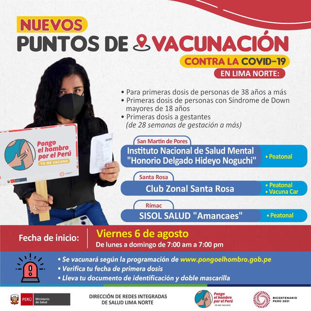 Puntos de vacunación en Lima Norte. Foto: Facebook