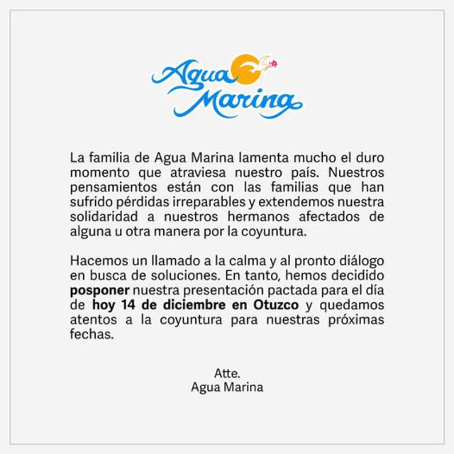El comunicado de Agua Marina