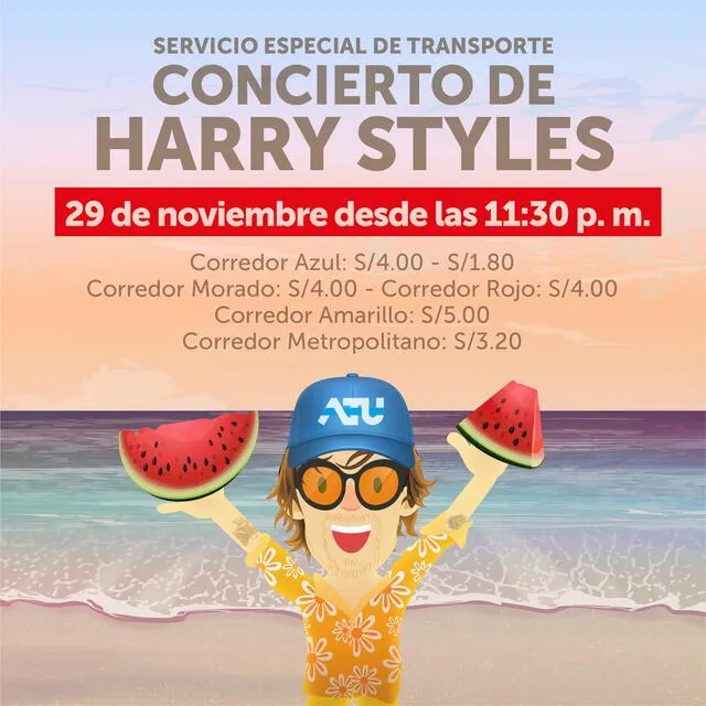 Harry Styles Perú 2022: tarifas de servicio especial de Metropolitano y corredores morado, azúl, rojo y amarillo