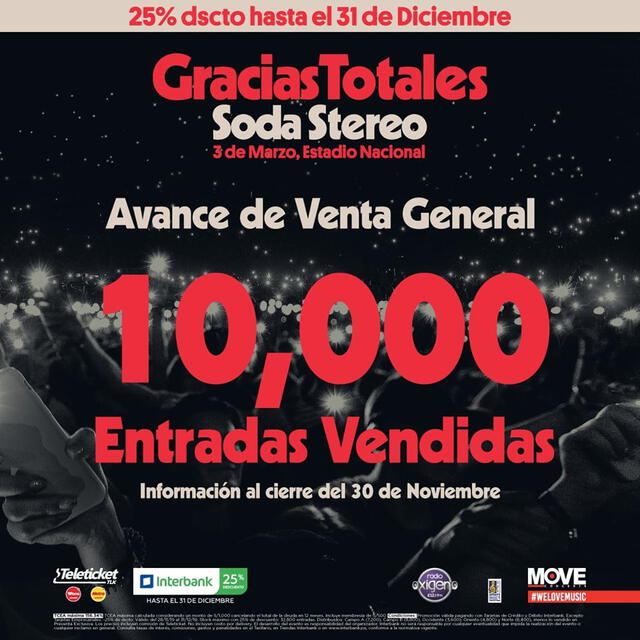 'Gracias Totales Soda Stereo' agotó 10 mil entradas en pocos días