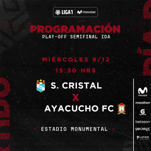 Sporting Cristal y Ayacucho FC se medirán por el pase a la final de la Liga 1 Movistar