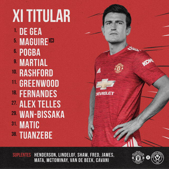 Equipo titular de los Red Devils. Foto: Manchester United/Twitter