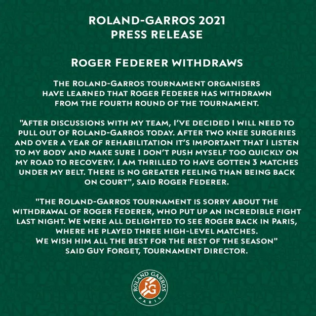 Comunicado del Roland Garros.