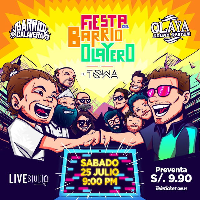 Olaya Sound System, Barrio Calavera y DJ Towa celebran Fiestas Patrias en Live Studio. Foto: Difusión.