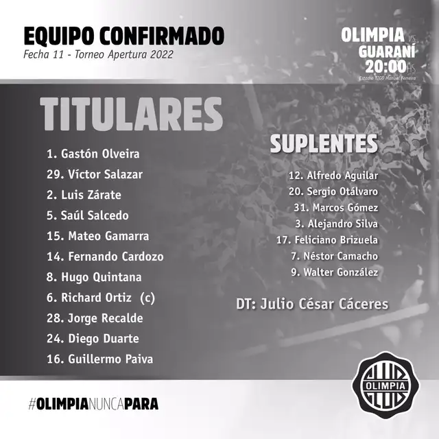 Formación de Olimpia. Foto: Olimpia