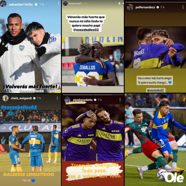 Mensajes de jugadores de Boca Juniors a Exequiel Zeballos. Foto: captura Instagram