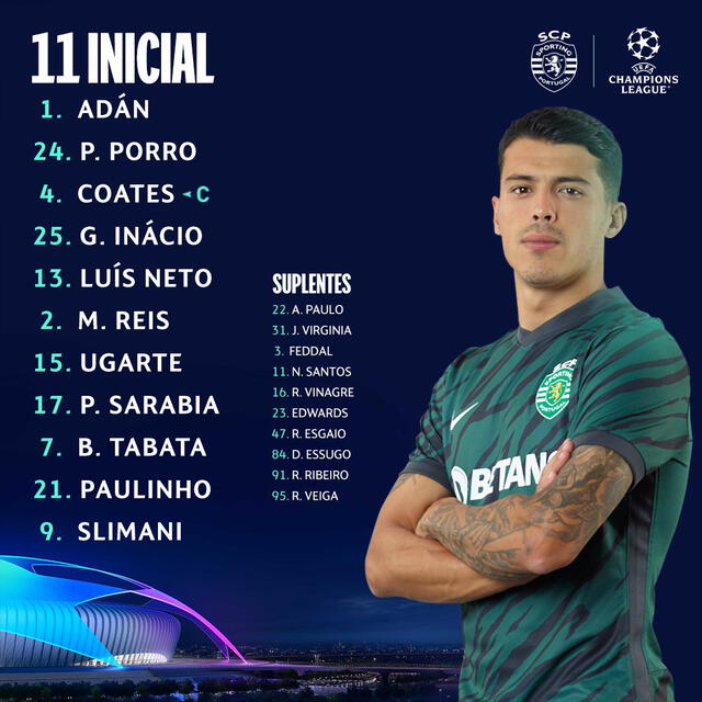 Alineación Sporting Lisboa. Foto: Twitter Sporting Lisboa