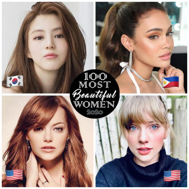 100 Most Beautiful Women in the World 2020: 73. Han So Hee, COREA DEL SUR / 74. Ivana Alawi, FILIPINAS / 75. Emma Stone, Estados Unidos / 76. Taylor Swift, Estados Unidos