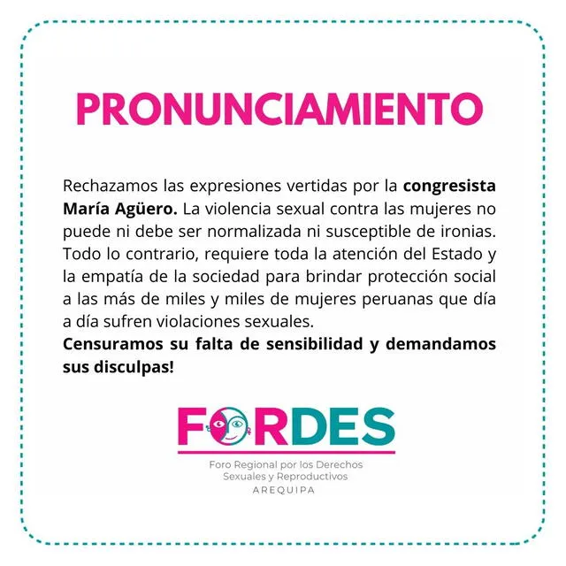 Pronunciamiento FORDES. Foto: difusión