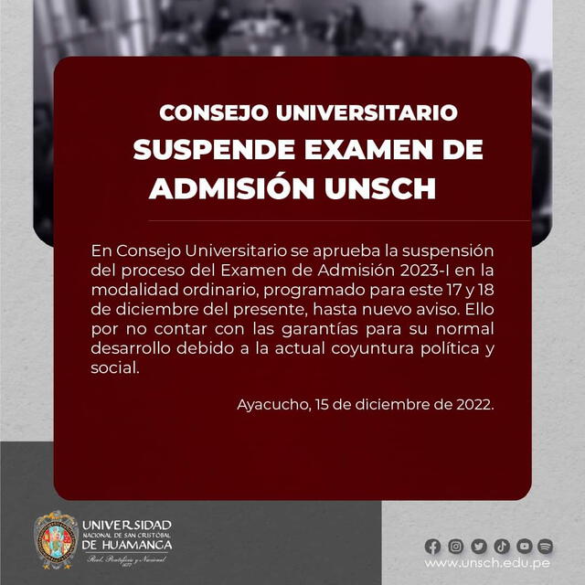 Comunicado UNSCH