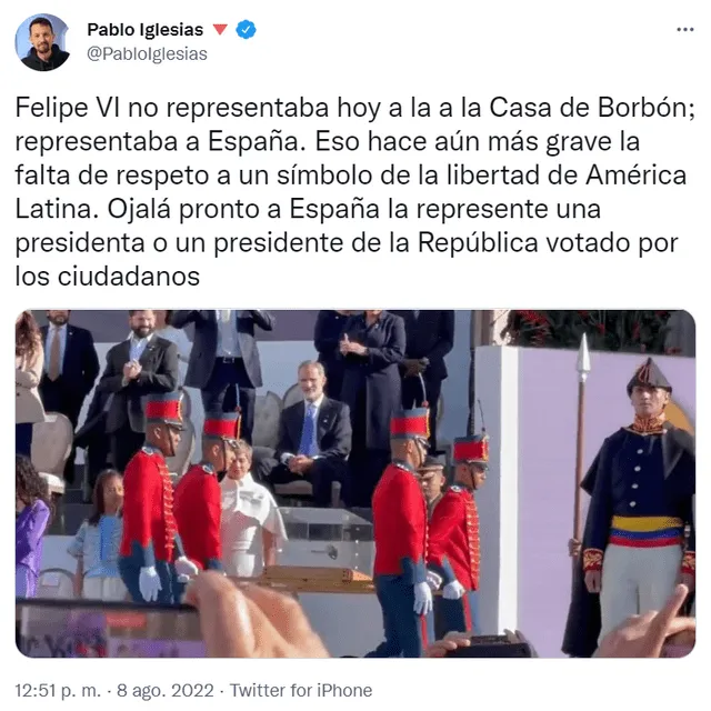 Pablo Iglesias - Gustavo Petro - Felipe VI