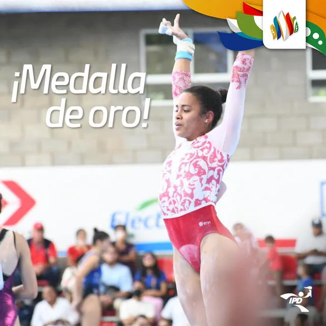 Ana Karina Méndez, de 23 años es la máxima exponente de la gimnasia peruana en los Juegos Bolivarianos 2022. Foto: Twitter