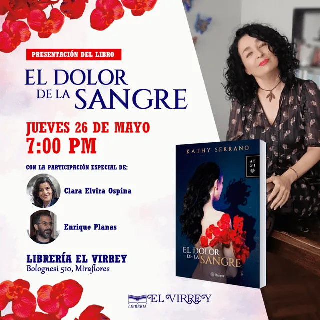 La presentación del libro "El dolor de la sangre", de Kathy Serrano, se realizará en la Librería El Virrey de Miraflores este jueves 26 de mayo. Foto: Planeta