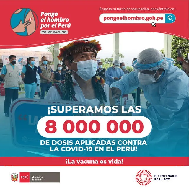 Perú superó las 8 millones de dosis aplicadas contra la COVID-19. Foto: Minsa