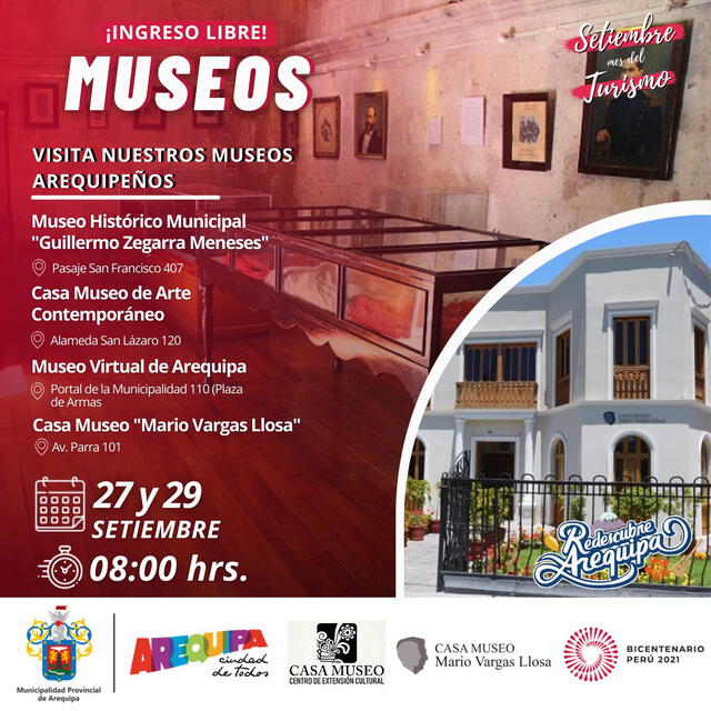 Ingreso libre a cuatro museos de Arequipa. Foto: MPA