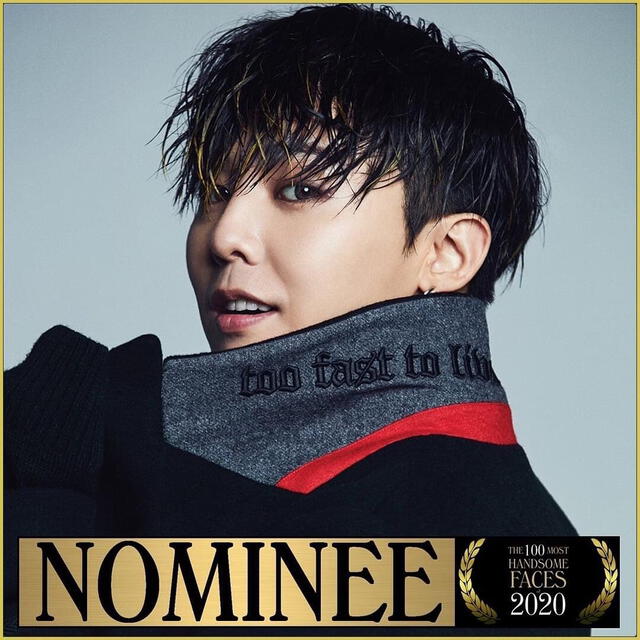 El 7 de mayo G-Dragon apareció entre los nominados a ‘el rostro más bello 2020’.
