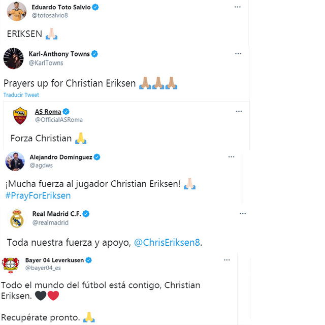 Reacciones por Christian Eriksen.
