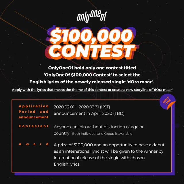 OnlyOneOf: lanzan concurso de "Mejor grupo cover de Kpop", con un premio de 100 mil dólares y debut internacional.