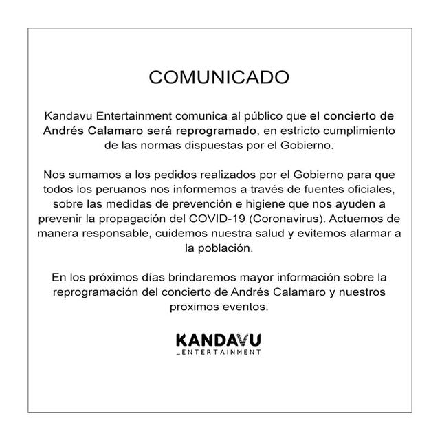Comunicado Andrés Calamaro