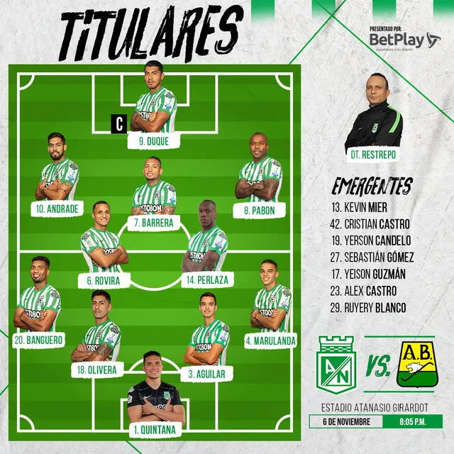 Once del Atlético Nacional