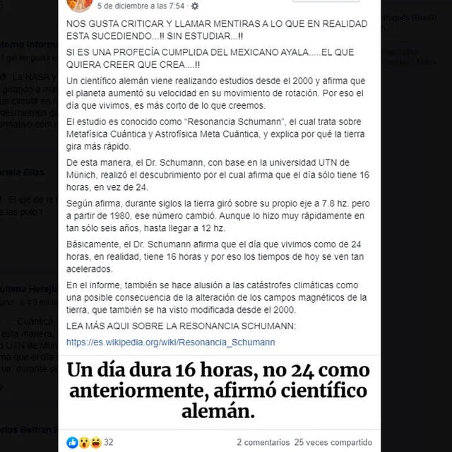 Publicación señaló que los días duraban menos que antes.