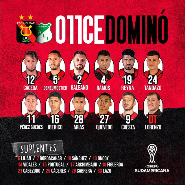 Alineación del Dominó. Foto: FBC Melgar