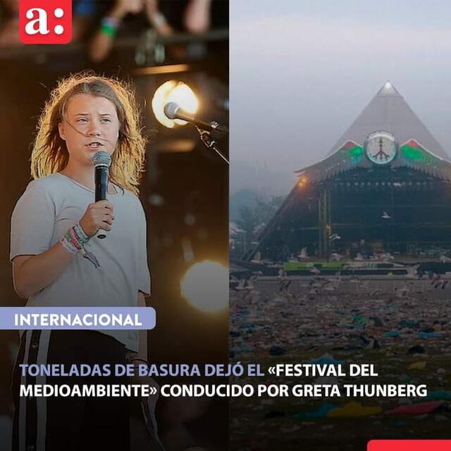 Imagen compartida en redes sociales sobre la participación de Greta Thunberg en un festival. Foto: captura LR