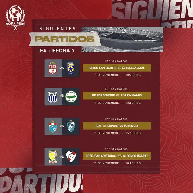 Así se jugará la fecha 7. Foto: Copa Perú