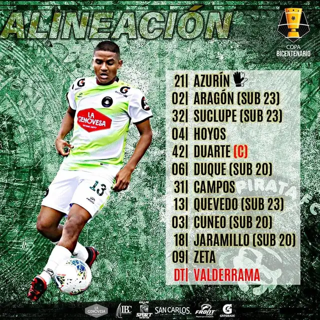Formación inicial de los bucaneros. Foto: Pirata FC